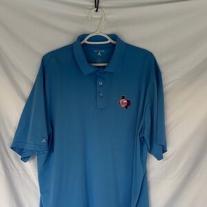 Antigua Men's Blue Polo with Texas Rangers Emblem